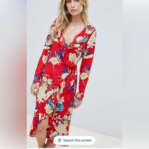 PrettyLittleThing Red Floral Dress